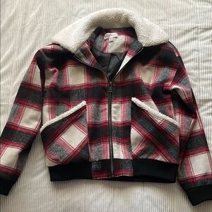 Plaid Jacket with Sherpa Collar
